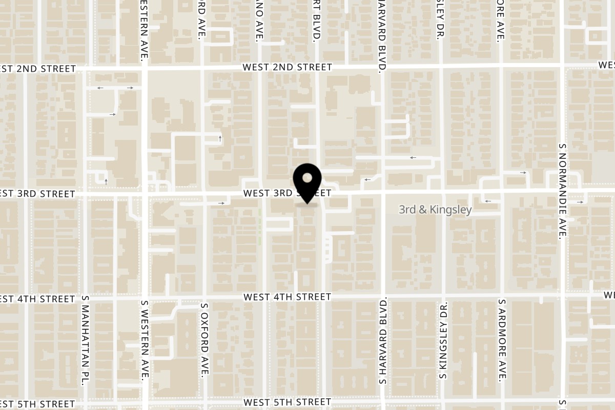 Map showing the location of Noya Kitchen on 4204 W 3rd St in Los Angeles